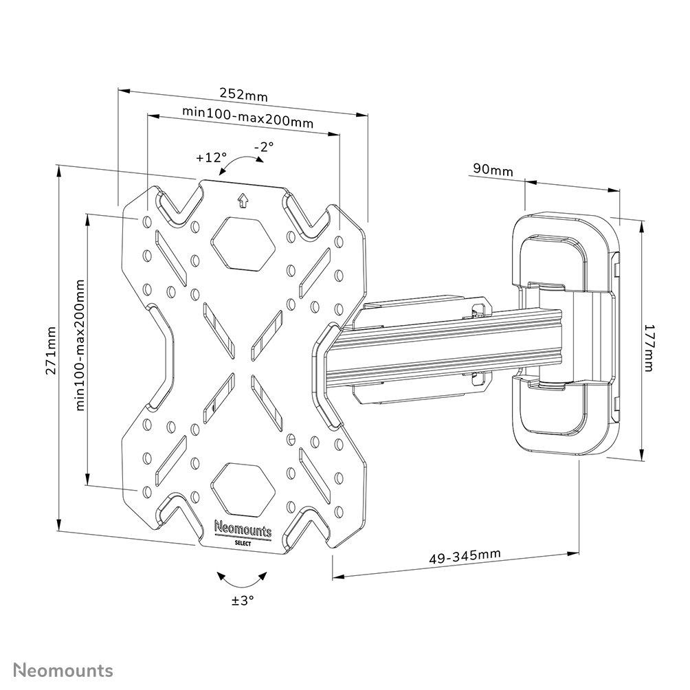 Neomounts WL40S-840BL12 TV-Wandhalterung 32-55" - volle Bewegung - schnelle Installation
